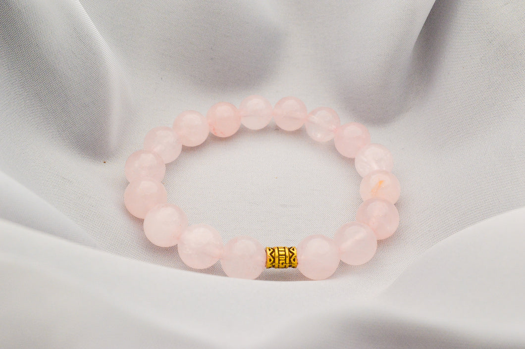 Rose quartz with golden accent